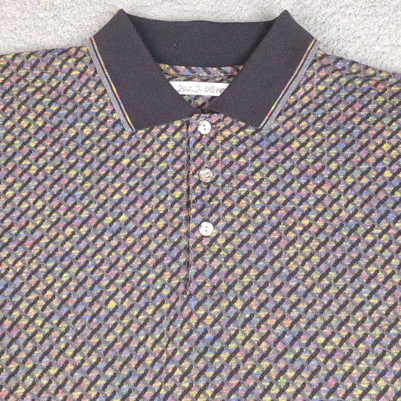 Jos J Oliver Polo Shirt Mens Large Colorful Plaid Short Sleeve JJ Oliver - Picture 3 of 12